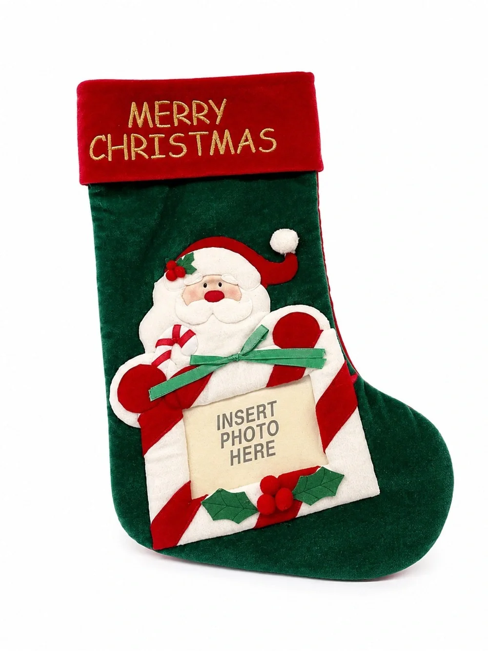 Merry Christmas Santa Photo Insert Christmas Stocking